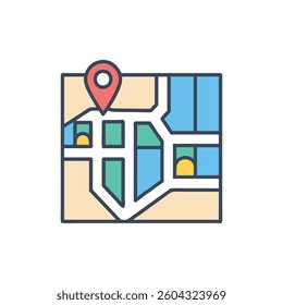 Visual representation of a city map icon focusing on navigation services.