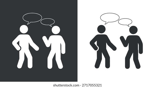 uma representação visual de conceitos contrastantes que retratam duas figuras envolvidas em conversações mostradas em silhuetas brancas e pretas de alta qualidade