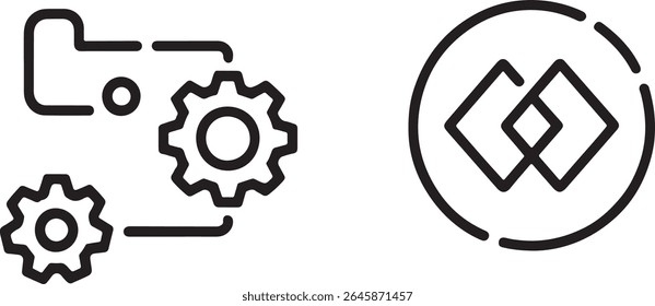 A Visual Representation of Data Processing and Integration Depicting Gears, Folders, and Interconnected Squares for System Optimization