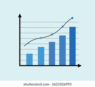 Visual Representation of Data Trends A Bar and Line blue Graph