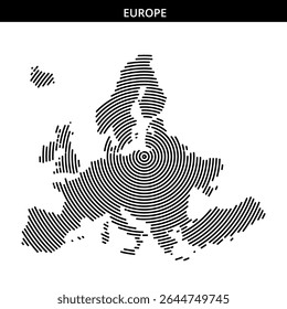 Visual representation of Europe using concentric circular lines.