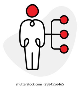 Eine visuelle Darstellung von Fachwissen durch eine Figur, die mit Fachkreisen steht, symbolisiert Kompetenz und Talentdarstellung.