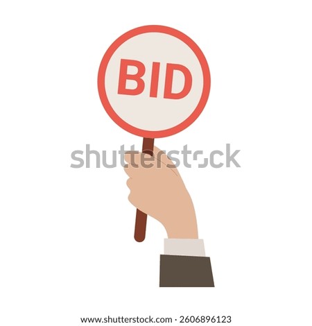 A visual representation featuring a hand holding a BID sign, perfect for themes related to auctions and bidding