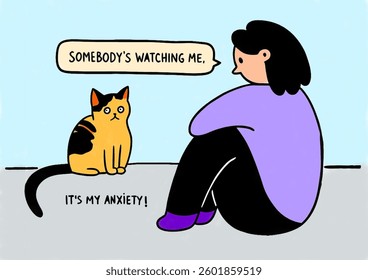 A visual representation of the feeling of being observed, causing anxiety.