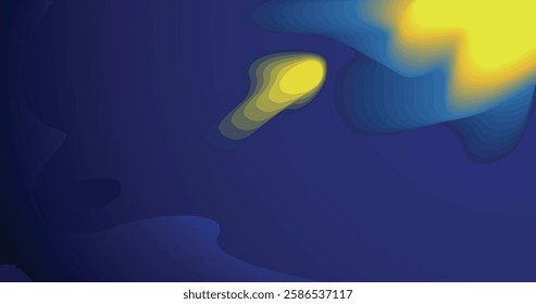 Visual representation of flowing shapes blending seamlessly with gradient colors of blue and yellow.