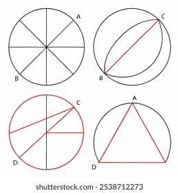A visual representation of geometric constructions, with a series of diagrams showcasing steps in the construction process. This image is ideal for educational purposes.