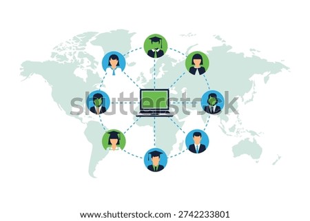 A visual representation of global connections through digital technology and online learning.