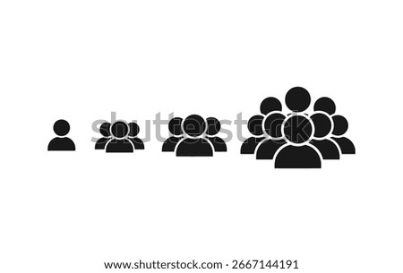 A visual representation of a growing crowd, starting with a single person and expanding to a larger gathering, symbolizing community and collective growth.