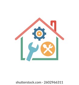 Visual representation of a house maintenance icon focusing on repair services.