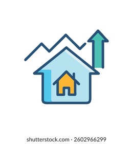 Visual representation of a house price trends icon focusing on real estate insights.