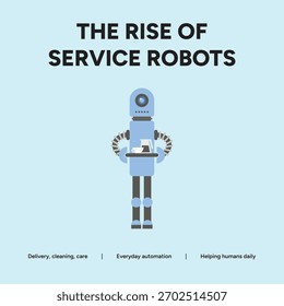 A visual representation of the increasing presence of service robots, highlighting their role in automation, technology, and the evolving landscape of human life.