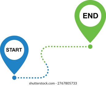 A visual representation of a journey from start to end point using location pins Vector