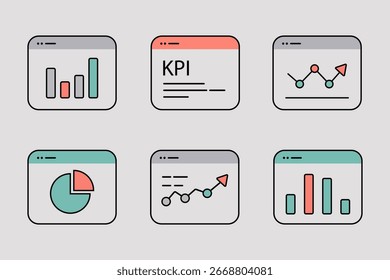 Visual representation of key performance indicators (KPI) charts and graphs in business context, data analysis, strategic planning, and performance evaluation