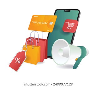 A visual representation of mobile commerce and e-commerce, showcasing online shopping on mobile devices and computers