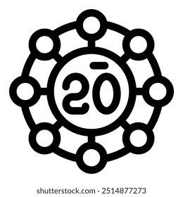 Representação visual de uma rede que conecta vinte nós, simbolizando a interconectividade e a colaboração globais