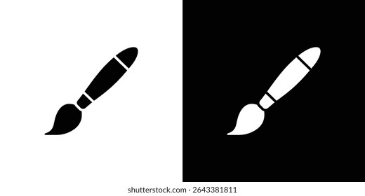 A visual representation of a paintbrush icon, presented on both white and black backgrounds, symbolizing art, creativity, crafts, design, and artistic endeavors.