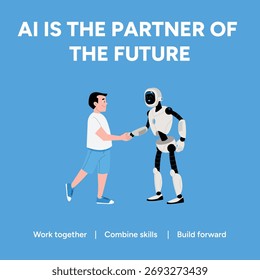 A visual representation of the partnership between humans and AI, highlighting the importance of collaboration and skill combination for future development and progress.