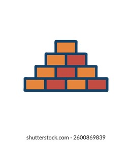 Visual representation of a pile of bricks icon focusing on building projects.