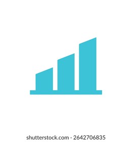 Visual representation of progress. Turquoise bar graph icon isolated on a white background symbolizes increasing values and positive development, useful for infographic designs.