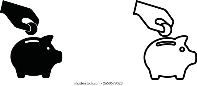 Visual representation of saving money with a piggy bank in two contrasting styles