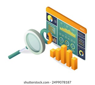 A visual representation of search engine optimization, featuring keywords, analytics graphs, and digital marketing elements