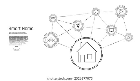 Representación visual de la tecnología inteligente del hogar que conecta dispositivos y mejora la vida moderna a través de la automatización.