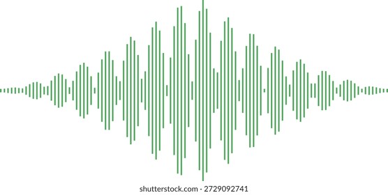 Representación visual de la forma de onda de sonido con líneas de Vertical verde sobre fondo blanco