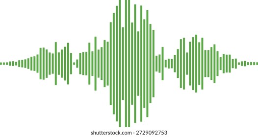 Representación visual de la forma de onda de sonido con líneas verdes sobre fondo blanco