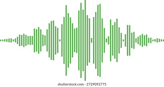 Representação visual da forma de onda sonora com cor verde no fundo branco