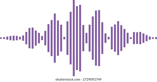 Representação visual da forma de onda sonora com barras roxas no fundo branco