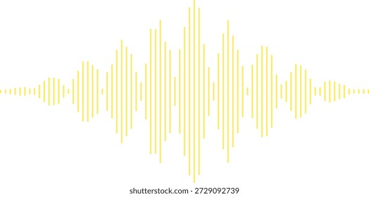 Representación visual de la forma de onda de sonido con líneas amarillas sobre fondo blanco