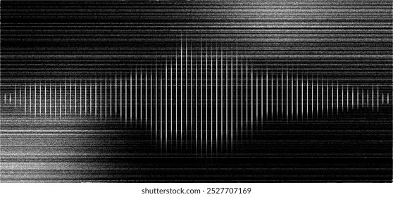 Representação visual das ondas sonoras captadas num desenho monocromático que apresenta variações de amplitude e de frequência ao longo do tempo.