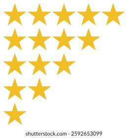 Visual representation of star ratings, showing various levels of satisfaction from full to partial stars. Useful for feedback, reviews, high ratings.