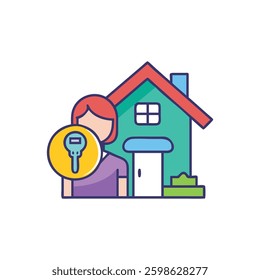 Visual representation of a tenant icon focusing on residential living.
