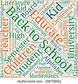 A visual representation of the theme "Back to school" in a word tag cloud