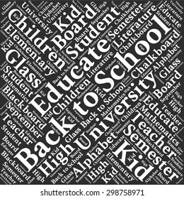A visual representation of the theme "Back to school" in a word tag cloud