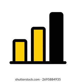 Visual representation of upward trend with a simple bar chart icon.