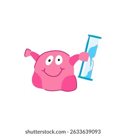 visuelle Sanduhr Kinder Cartoon. Werkzeug Geduld, Fokus Konzentration, Spiel Herausforderung visuellen Sand Timer Kinder Zeichen. einzelne Symbol, Vektorgrafik