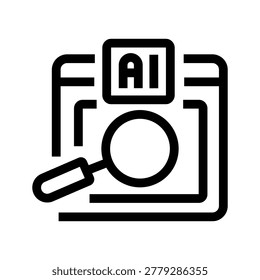 Visual search black line icon for digital and print projects.  Minimal clean icons for apps and websites. Modern simple icons for UI UX and branding