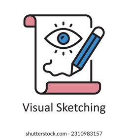 Visual Sketching Filled Outline Icon Design illustration. Art and Crafts Symbol on White background EPS 10 File