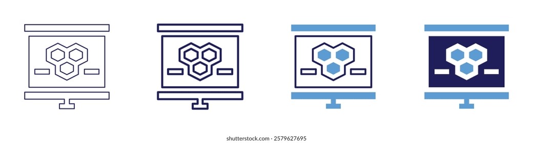 Visual slides design icon in 4 different styles. Thin Line, Line, Bold Line, Duotone. Duotone style. Editable stroke.