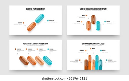 Visual Solution 2 3 4 5 Option Diagram Frame Design Set. Modern Proposal Two Three Four Five Step Infographic Presentation Template Vector Illustration Bundle.
