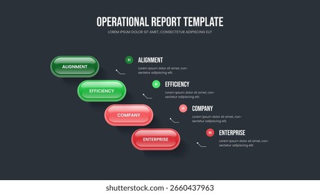 Elemento Infográfico 4 da estratégia visual Layout do quadro. Inovação em vendas Design de apresentação de slides em diagrama de quatro etapas. Ilustração do vetor de modelo de slide de introdução ao investidor.