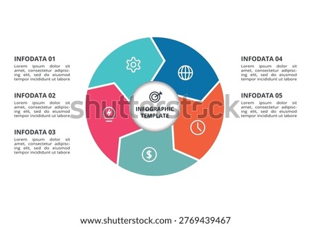 Visual Strategy concept for infographic with 5 steps, options, parts or processes. Business data visualization.	