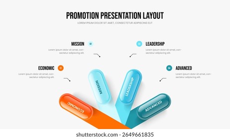 Plantilla de marco de diagrama de cuatro opciones de estrategia visual. Lanzamiento de marketing Diseño de presentación infográfica de 4 pasos. Ilustración vectorial de diseño de presentación de diapositivas del Perfil del inversor.