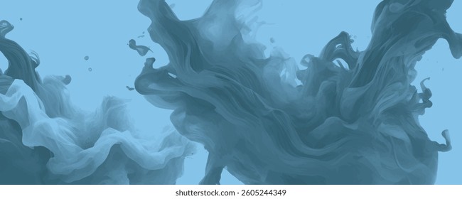 A Visual Symphony of Fluid Motion as Dark Blue Ink Twists and Twirls in a Graceful, Dreamlike Dance

