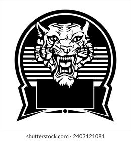 The visual of a tiger with a dominant black color can be used for a logo or visual brand for a product