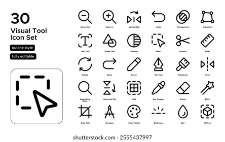 Visual Tools Line Icon Set: Color Grading, Layering, and Visual Composition Icons