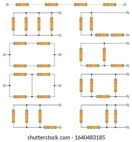 A visual vector illustration of the sequentially and parallel connection of conductors.