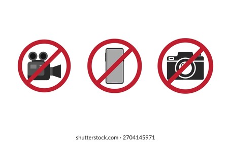 Video Advertencia visual que prohíbe todas las formas de grabación de medios, incluidas las cámaras de los teléfonos celulares y la Fotografía fija